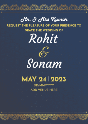 Blue Wedding Invitation card design