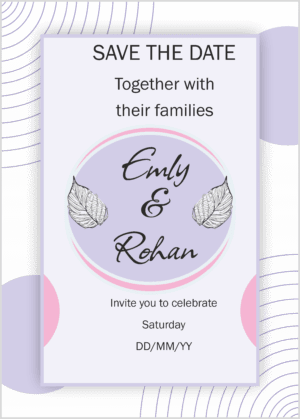 Purple save the date Invitation card