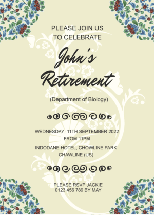 Retirement Invitation card template