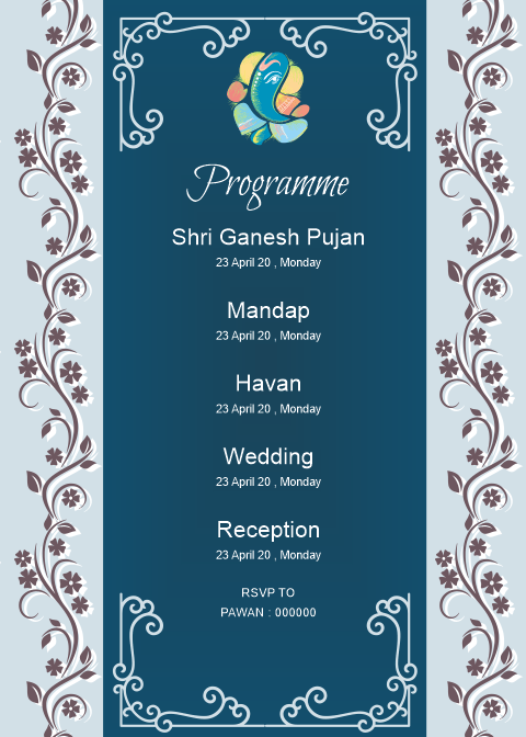 Ganesha wedding card wording template
