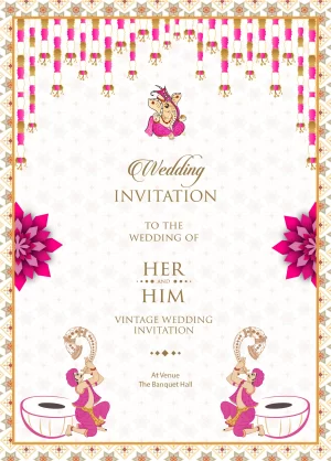 Latest Indian themed wedding card with ganesha and cliparts