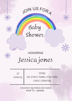 Rainbow Baby Shower Invitation, Invite your guest using this card template