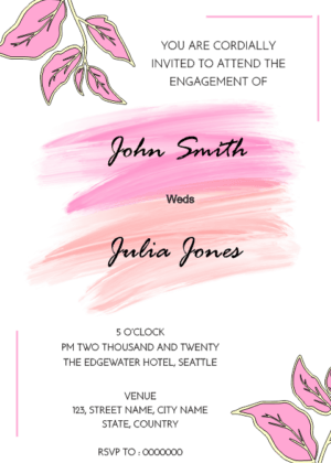 Artistic engagement card design, impressive brush effect with hanging leaves makes this card stunning