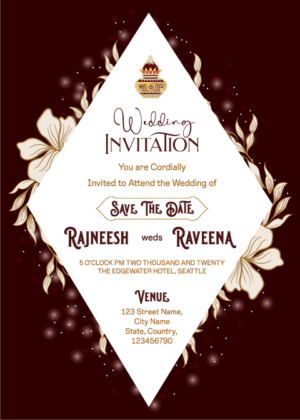 Vintage floral wedding invitation card