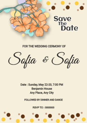 Orange Flower Wedding Save The date wedding card, beautiful orange flower decoration