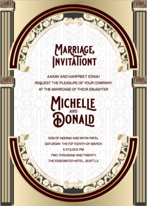 White Vintage Wedding Invitation CArd
