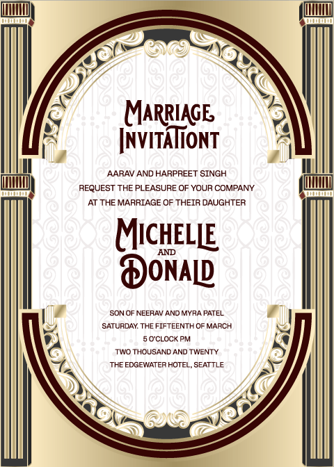 White Vintage Wedding Invitation CArd