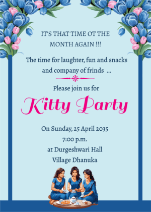 Blue kitty party invitation.