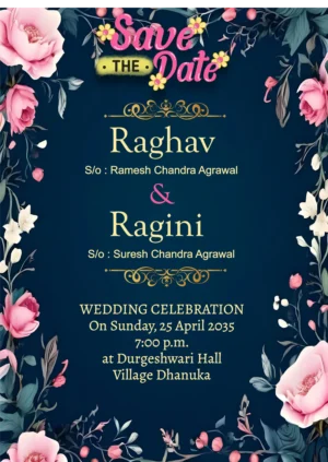 Wedding Save The Date Invitation, Create card online using this beautiful template