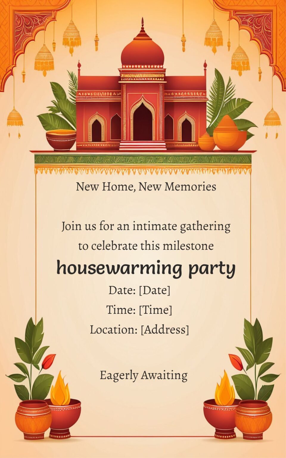 Indian Housewarming Invitation, Customize Online