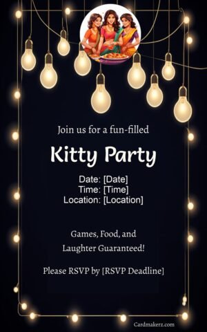 Black Themed Kitty Party Invitation