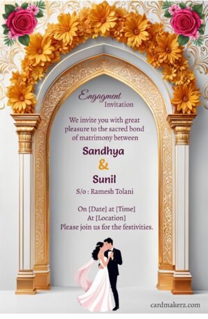 Caricature Engagement Invitation Card