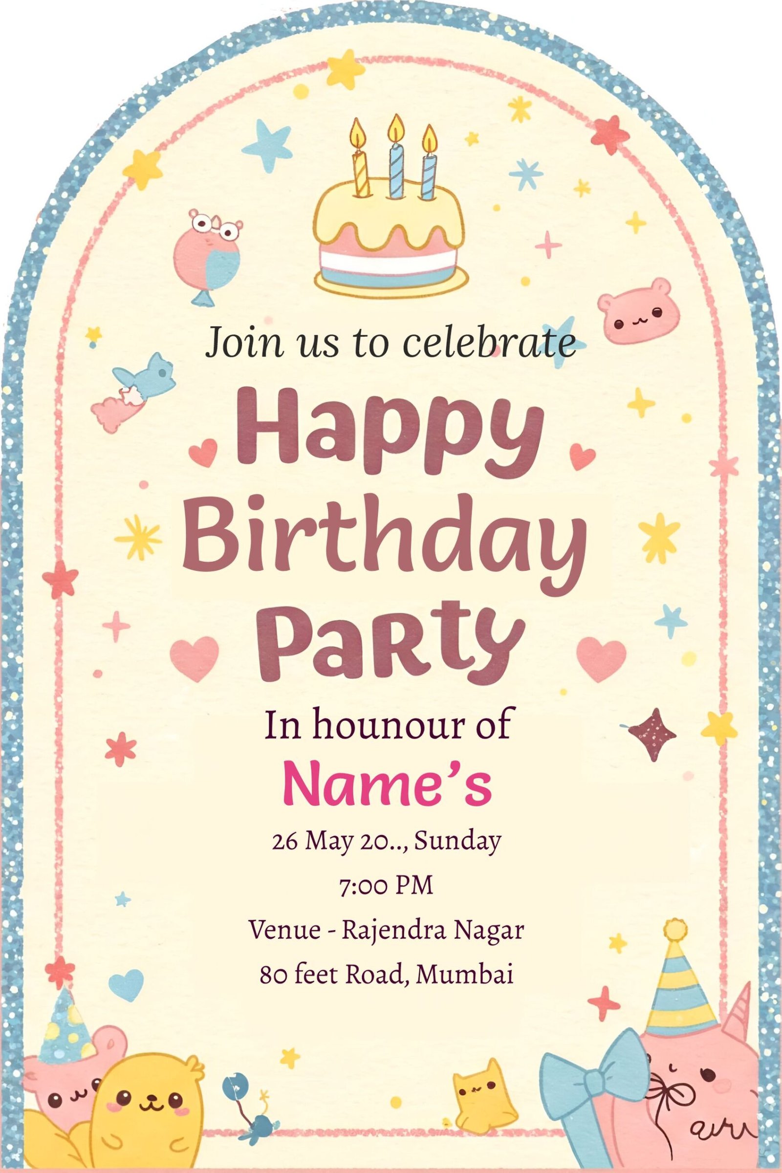 birthday invitation card for whatsapp template.