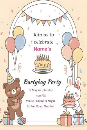 Create birthday invitation online for free using this online editable birthday invitation template.