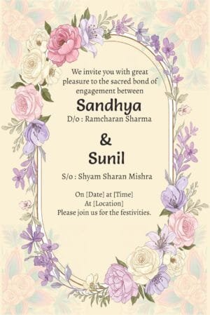 Floral Themed Wedding Invitation Card.
