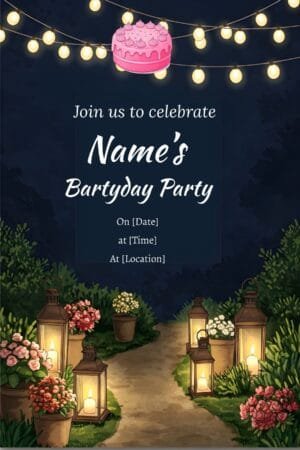 Night themed birthday invitation card.