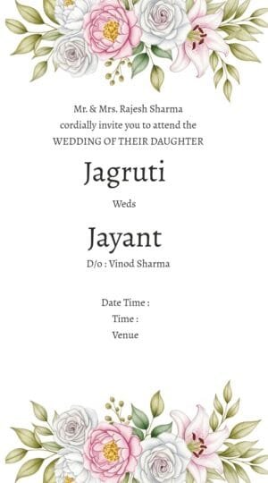 Cute Floral Wedding Invitation design.