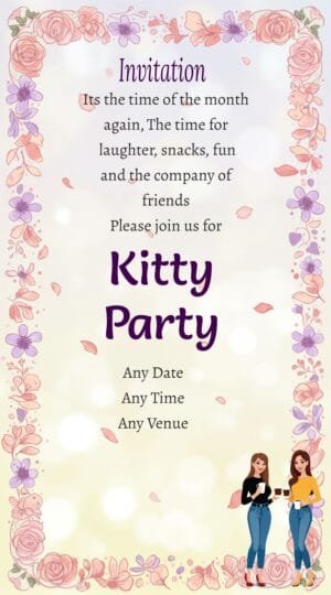 Adorable unique new kitty party invitation card