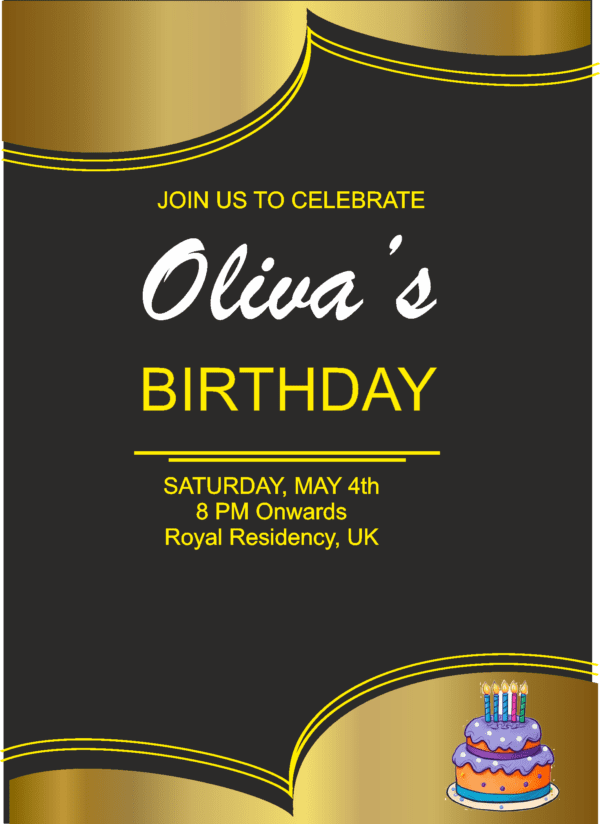 Black - golden birthday invitation ecard design