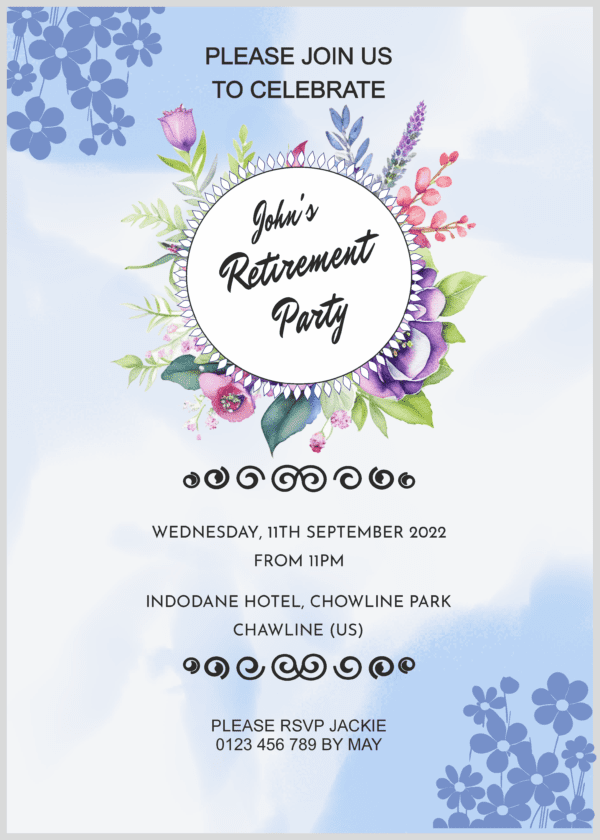 Online Retirement party Invitation Card