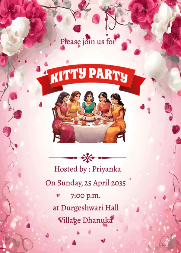 Kitty Party Invitation for whatsapp, Edit name and send online