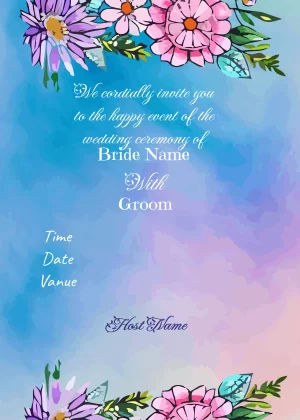 floral rainbow Wedding Invitation card
