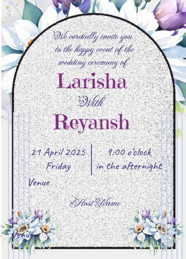 purple wedding invitation card