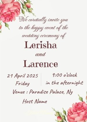 rose ecard design wedding invitation