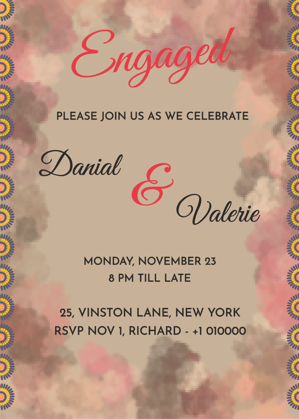 Engagemnt Invitation Card Beautiful Brush Stroke Easily Editable Engagemnt Invitation Card Beautiful Brush Stroke Easily Editable