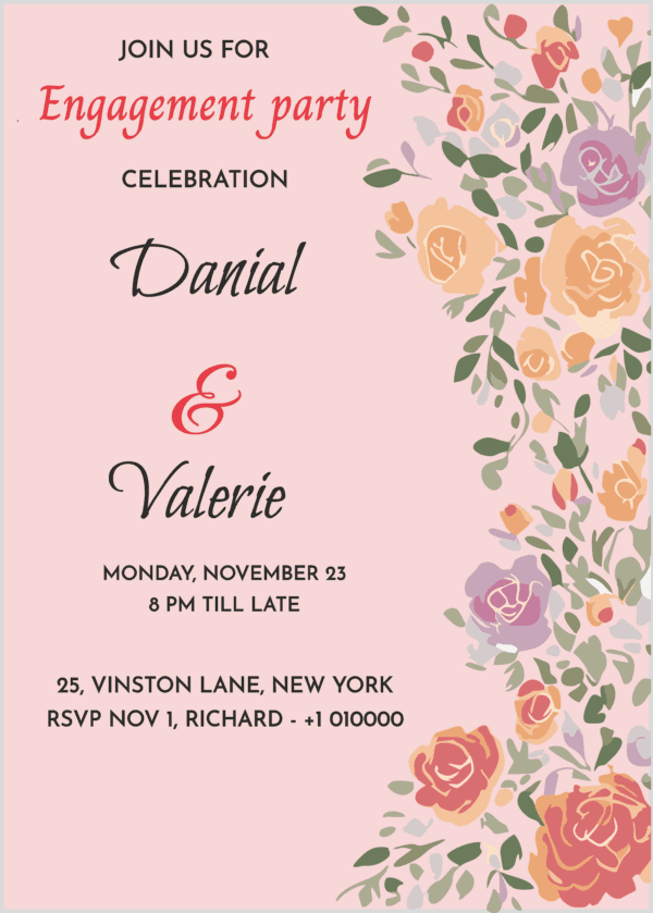 Engagement Card Garden Feel Beautiful Invitation Editable Online