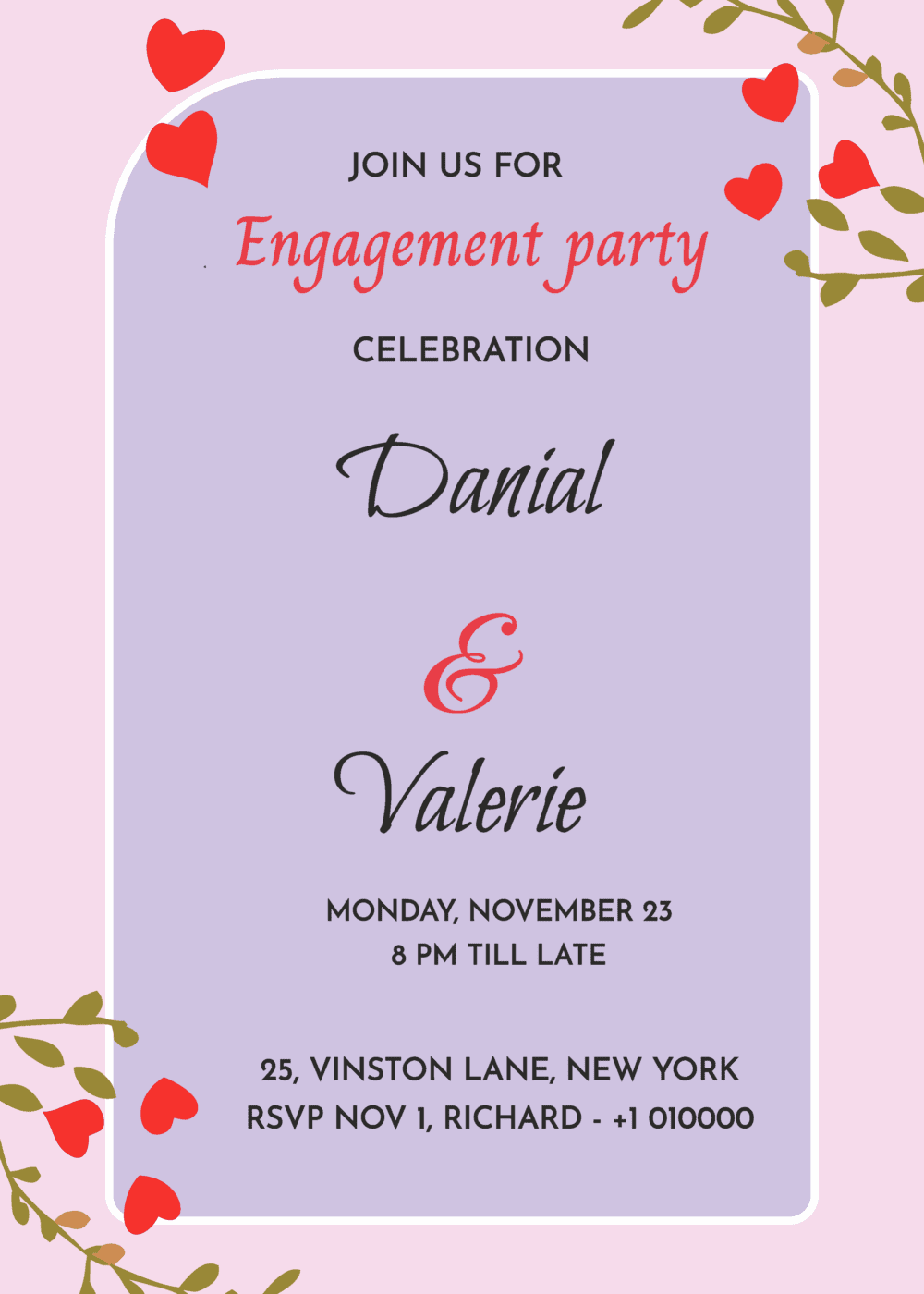 Engagement Card Valentine Theme, Edit Online With Card Maker