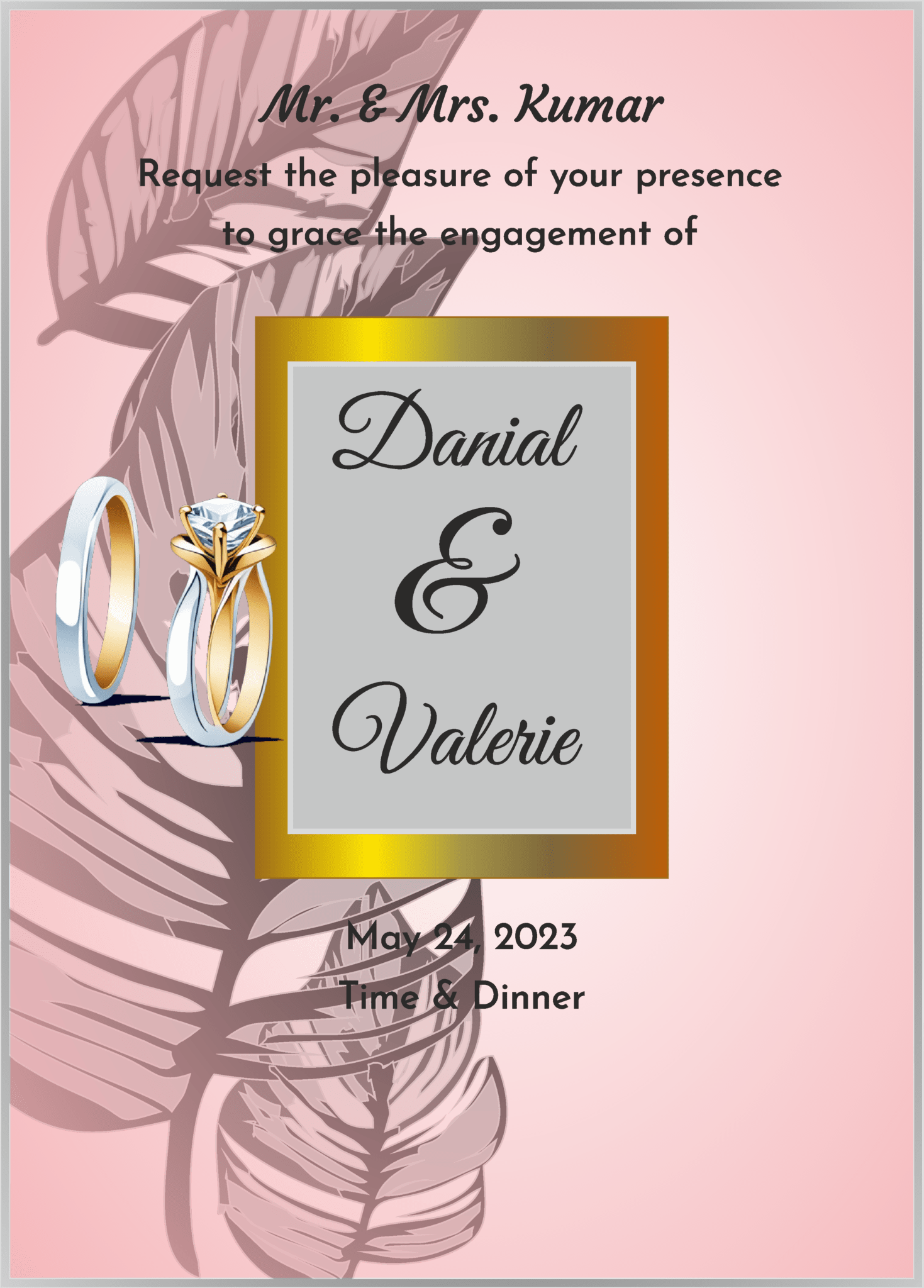 Artistic engagement card design editable online