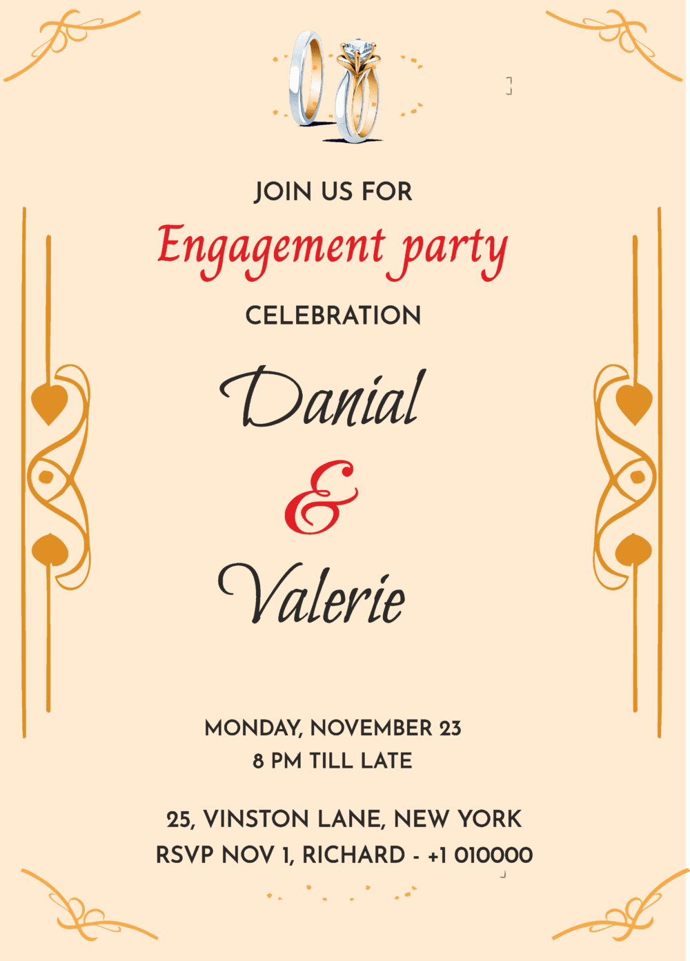 Engagement digital invitation card design No. 344. -  www.victoryinvitations.com