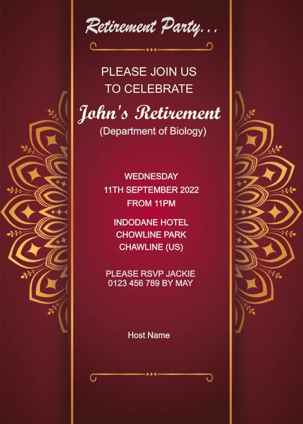 Mandala retirement invitation card product image