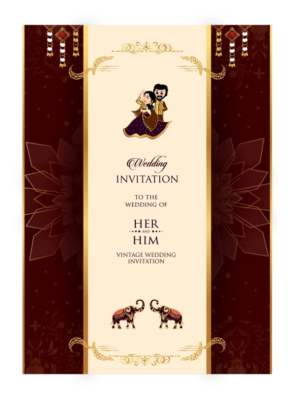 Caricature-Invitation-Card, Bride and groom Wedding e invite