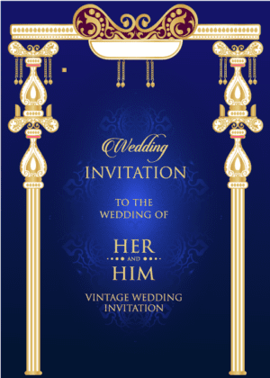 blue arch wedding invitation