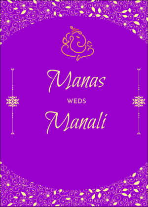 Beautiful Ganesha vibrant wedding invitation card, motifs and floral arnament template