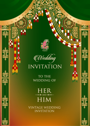 Latest Green Wedding Invitation Card, Hindu card design, editable online