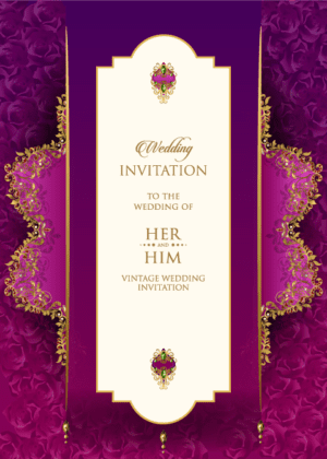 Purple wedding Invitation design image