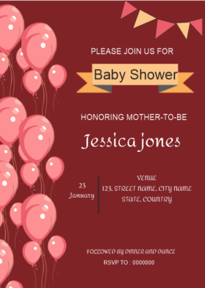 Balloon Baby Shower Invitation Card, Create online with ease