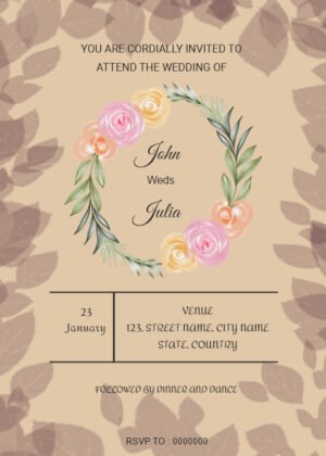 Enchanted Leaflet Wedding Invitation card template
