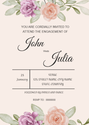 Floral Engagement Card Edit online this beautiful top and bottom flower decorated template