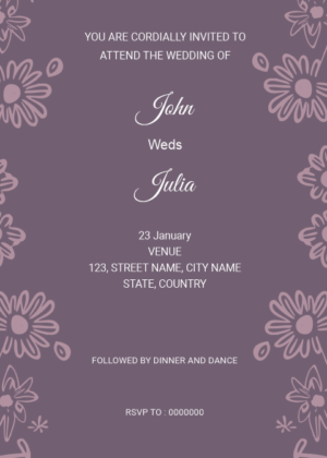 Floral Wedding Invitation card, Floral Frame on light maroon background