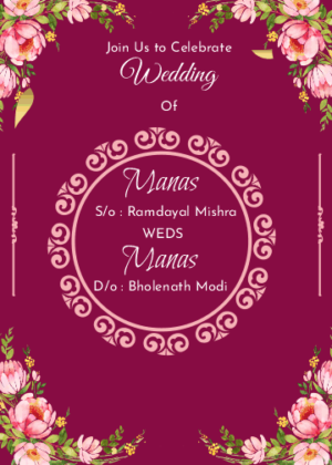 Free Wedding Invitation Card floral and maroon design