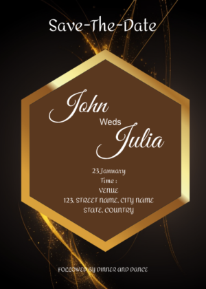 Golden Save The Card, Create online e invite with this golden sparkle over background design
