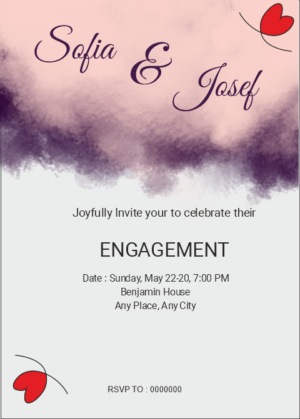 Cloudy Brush Engagement Invitation, Create online Engagement Card