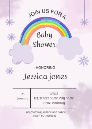 Rainbow Baby Shower Invitation, Invite your guest using this card template