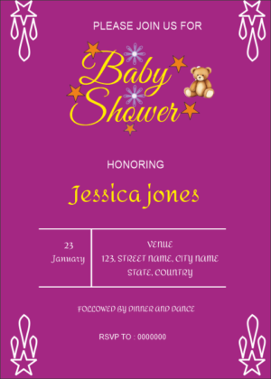 Teddy Bear Invitation card, beautiful baby shower logo with teddy bear embedded