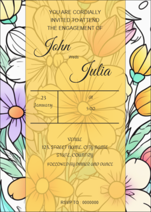 Floral Engagement Card, Create Online Engagement Card with this design