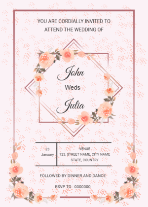 Beautiful wedding invitation card design, create your e card online with this wedding card template